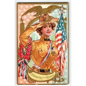Memorial Decoration Day Postcard 1909 Daughter of the Regiment GAR Women Flag